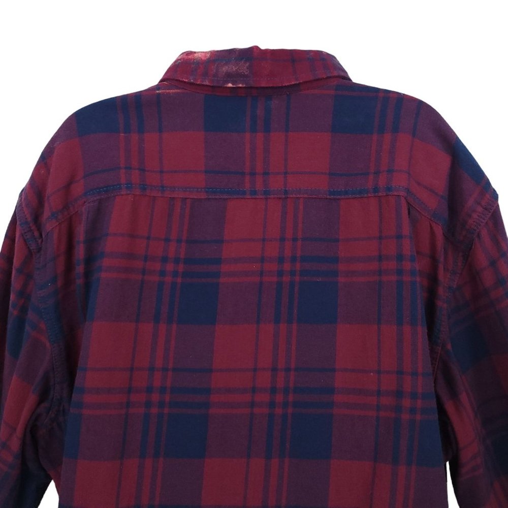 The Rack Brushed Cotton Tie Dye Bleach Button Front Shirt Top Sz XL Plaid - Picture 8 of 12